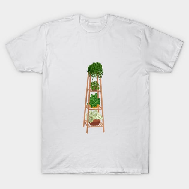 Shelf with plants illustration T-Shirt by gusstvaraonica